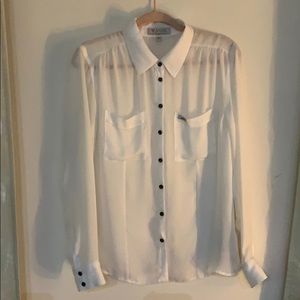 Guess Basic White Semi-Sheer Collared Shirt